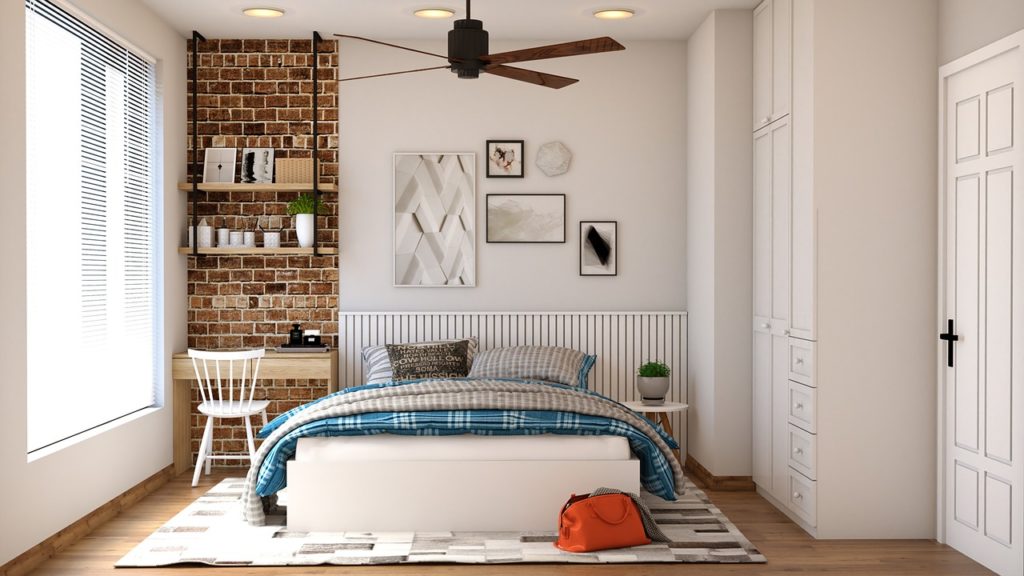 a minimalist bedroom with a memory foam mattress